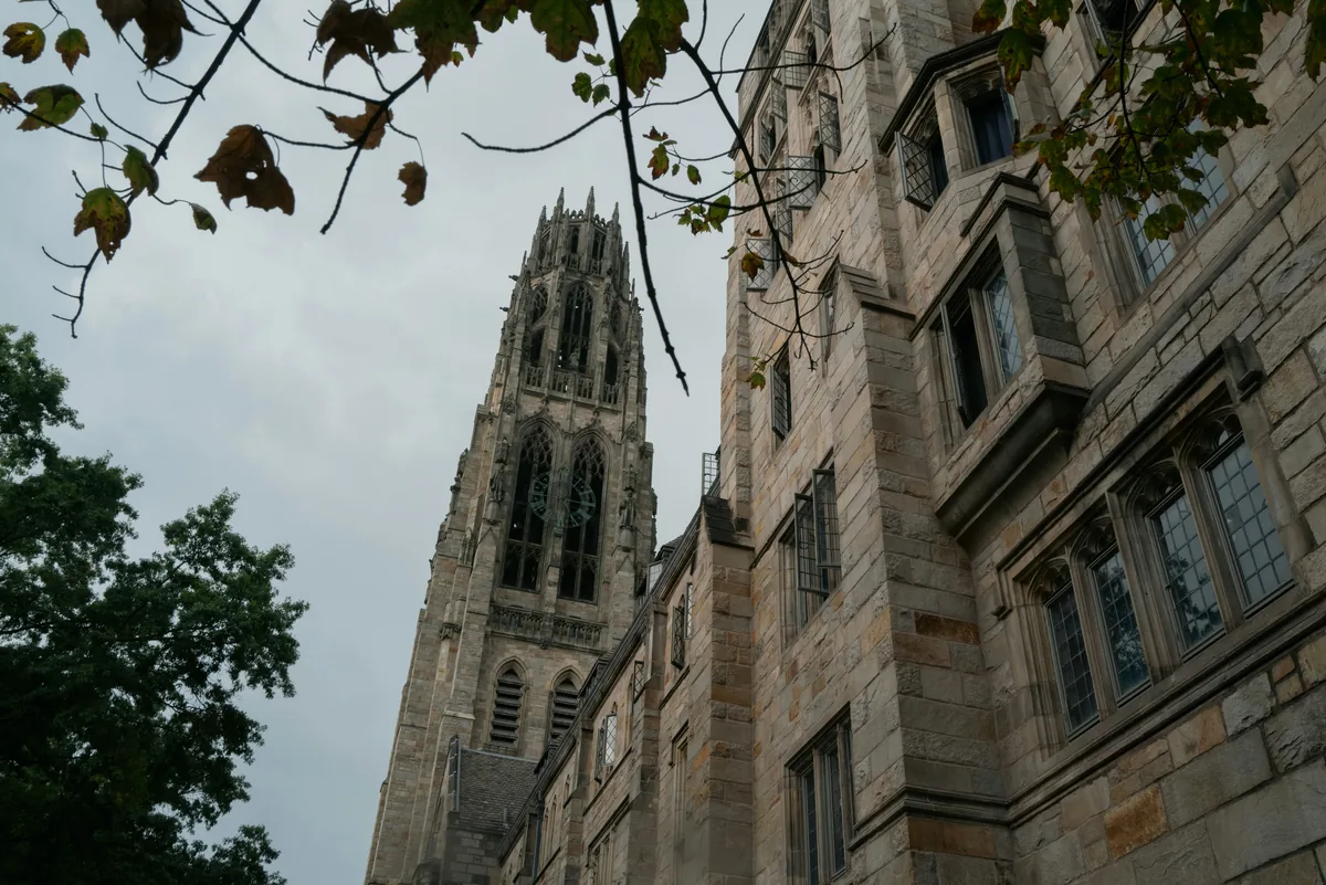 Stone tower and collegiate architecture in New Haven